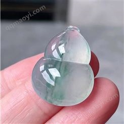 緬甸天然A貨翡翠成品冰種飄花葫蘆玉器吊墜玉質(zhì)細(xì)膩一物一證